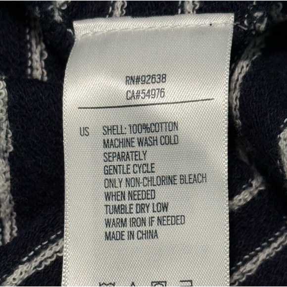 Fossil Blue and White Crewneck  Men’s Sweater with Nautical Stripes 100% Cotton - Picture 6 of 6